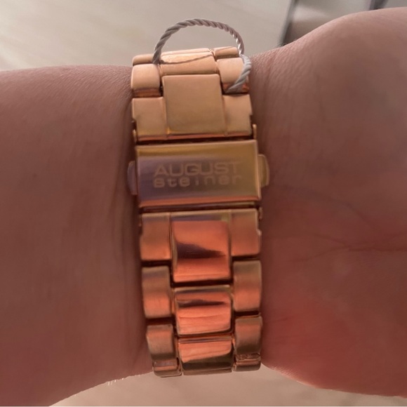 August Steiner Rose/Copper Gold and Black Chronograph Bracelet Watch - Picture 4 of 16